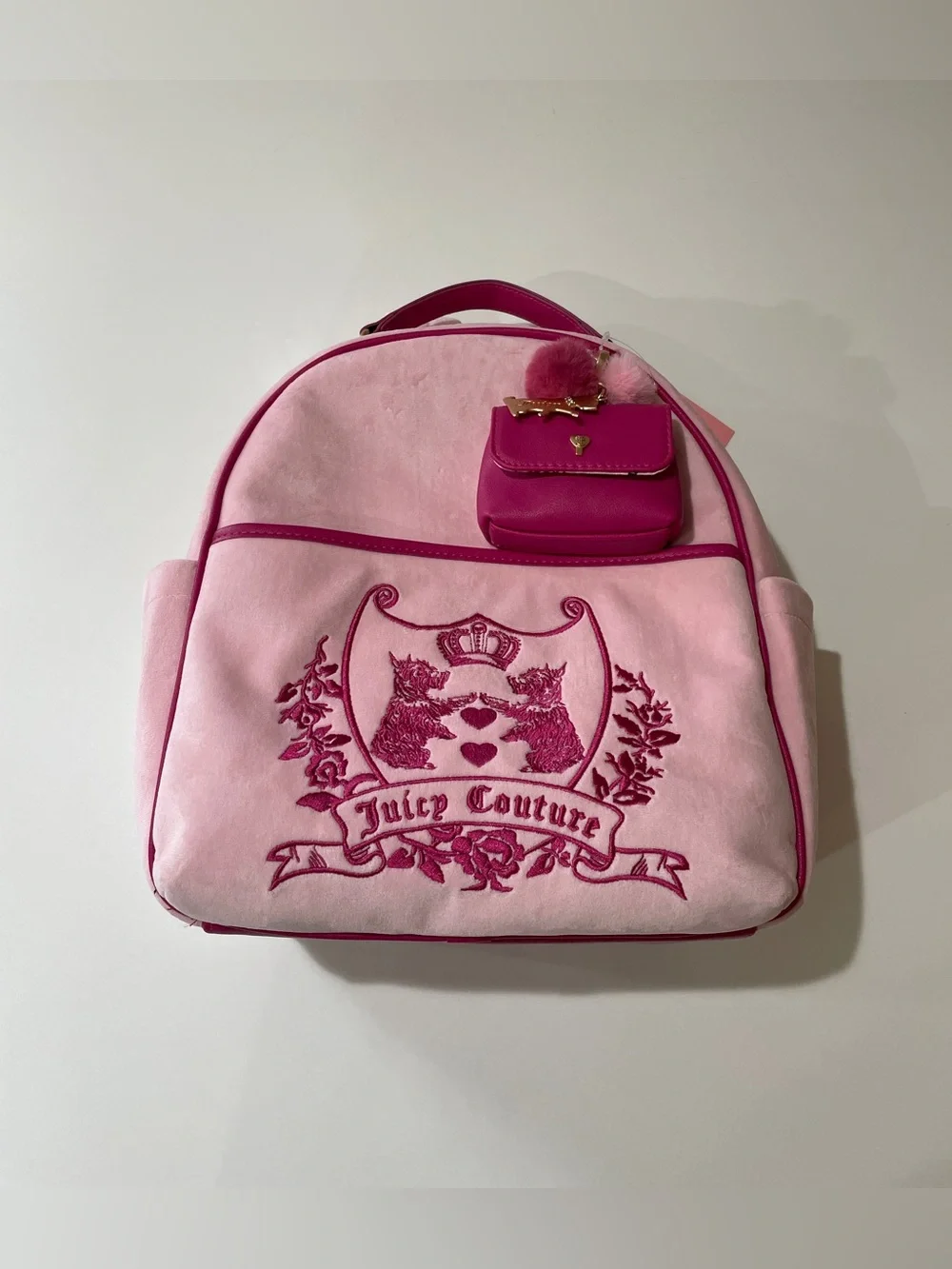 Juicy Couture New Love Chapter Scottie-Themed Flamingo Pink NWT Backpack